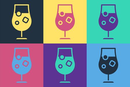 Pop art Cocktail and alcohol drink icon isolated on color background. Vector Illustrationのイラスト素材