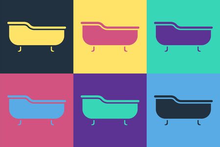 Pop art Bathtub icon isolated on color background. Vector Illustrationのイラスト素材