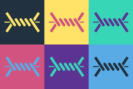 Pop art Barbed wire icon isolated on color background. Vector Illustrationのイラスト素材