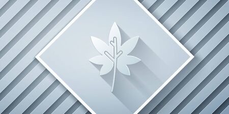 Paper cut Leaf icon isolated on grey background. Leaves sign. Fresh natural product symbol. Paper art style. Vector Illustrationのイラスト素材