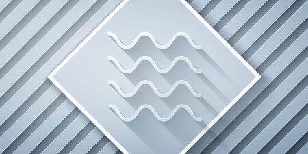 Paper cut Wave icon isolated on grey background. Paper art style. Vector Illustrationのイラスト素材