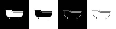Set Bathtub icon isolated on black and white background. Vector Illustrationのイラスト素材