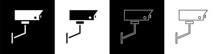 Set Security camera icon isolated on black and white background. Vector Illustration
