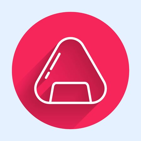 White line Sushi icon isolated with long shadow. Traditional Japanese food. Red circle button. Vector Illustrationのイラスト素材