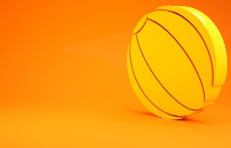 Yellow Beach ball icon isolated on orange background. Minimalism concept. 3d illustration 3D renderの写真素材