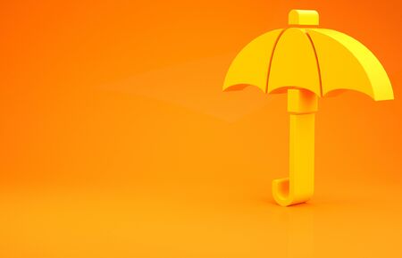 Yellow Classic elegant opened umbrella icon isolated on orange background. Rain protection symbol. Minimalism concept. 3d illustration 3D renderの写真素材