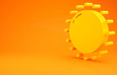Yellow Sun icon isolated on orange background. Summer symbol. Good sunny day. Minimalism concept. 3d illustration 3D renderの写真素材