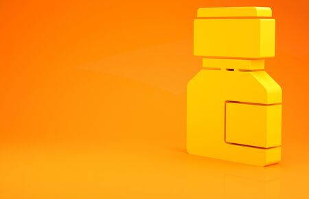Yellow Paint, gouache, jar, dye icon isolated on orange background. Minimalism concept. 3d illustration 3D renderの写真素材
