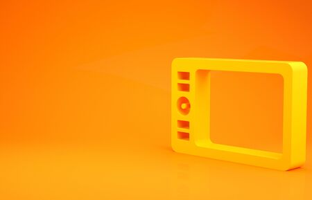 Yellow Graphic tablet icon isolated on orange background. Minimalism concept. 3d illustration 3D renderの写真素材