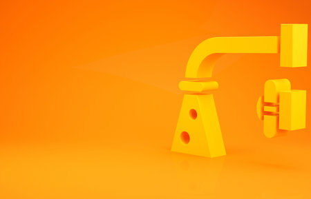 Yellow Water tap icon isolated on orange background. Minimalism concept. 3d illustration 3D renderの写真素材