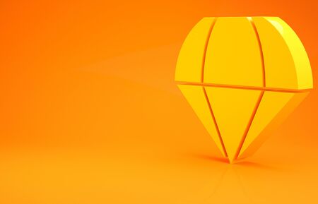 Yellow Parachute icon isolated on orange background. Minimalism concept. 3d illustration 3D renderの写真素材