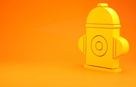 Yellow Fire hydrant icon isolated on orange background. Minimalism concept. 3d illustration 3D renderの写真素材