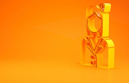 Yellow Stewardess icon isolated on orange background. Minimalism concept. 3d illustration 3D renderの写真素材