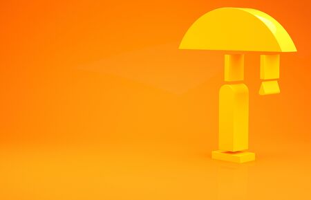 Yellow Table lamp icon isolated on orange background. Minimalism concept. 3d illustration 3D renderの写真素材