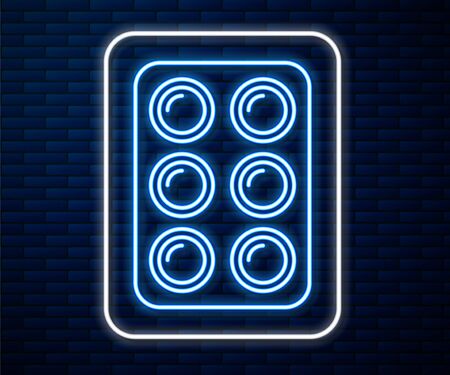 Glowing neon line Watercolor paints in box icon isolated on brick wall background. Vector Illustrationのイラスト素材