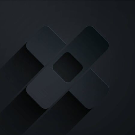 Paper cut Crossed bandage plaster icon isolated on black background. Medical plaster, adhesive bandage, flexible fabric bandage. Paper art style. Vector Illustrationのイラスト素材