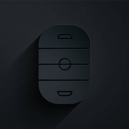 Paper cut Ice hockey rink icon isolated on black background. Hockey arena. Paper art style. Vector Illustrationのイラスト素材