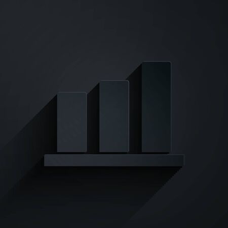 Paper cut Pie chart infographic icon isolated on black background. Diagram chart sign. Paper art style. Vector Illustrationのイラスト素材