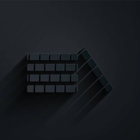 Paper cut Casino chips icon isolated on black background. Casino gambling. Paper art style. Vector Illustrationのイラスト素材