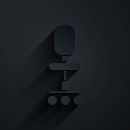 Paper cut Office chair icon isolated on black background. Paper art style. Vector Illustrationのイラスト素材