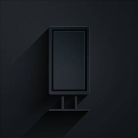 Paper cut Big full length mirror for bedroom, shops, backstage icon isolated on black background. Paper art style. Vector Illustrationのイラスト素材