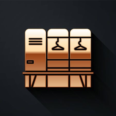 Gold Locker or changing room for hockey, football, basketball team or workers icon isolated on black background. Long shadow style. Vector Illustrationのイラスト素材