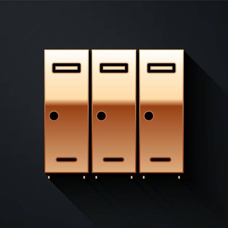 Gold Locker or changing room for hockey, football, basketball team or workers icon isolated on black background. Long shadow style. Vector Illustrationのイラスト素材