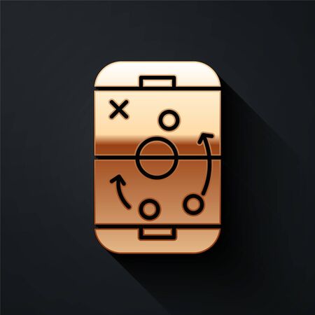 Gold Planning strategy concept icon isolated on black background. Hockey cup formation and tactic. Long shadow style. Vector Illustrationのイラスト素材