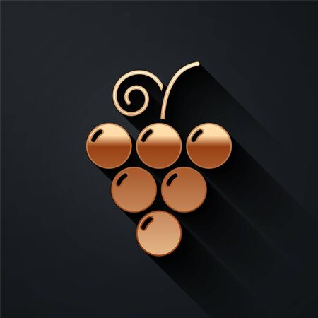 Gold Grape fruit icon isolated on black background. Long shadow style. Vector Illustrationのイラスト素材
