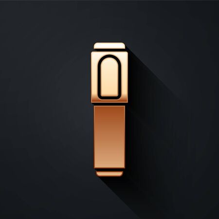 Gold Marker pen icon isolated on black background. Long shadow style. Vector Illustrationのイラスト素材