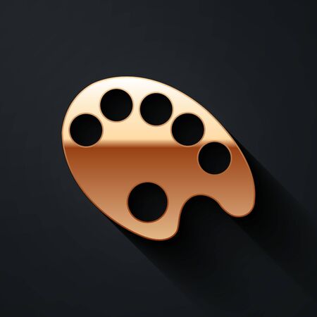 Gold Palette icon isolated on black background. Long shadow style. Vector Illustrationのイラスト素材