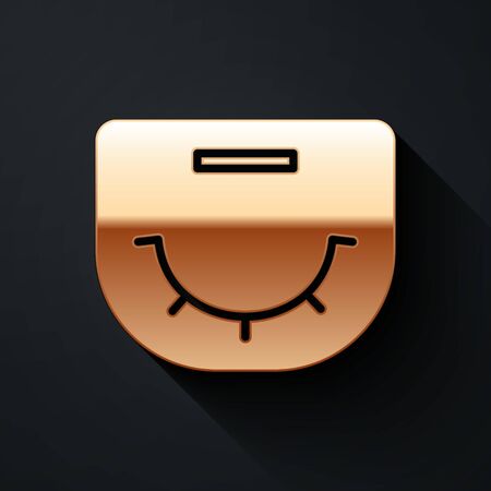 Gold Poker table icon isolated on black background. Long shadow style. Vector Illustrationのイラスト素材