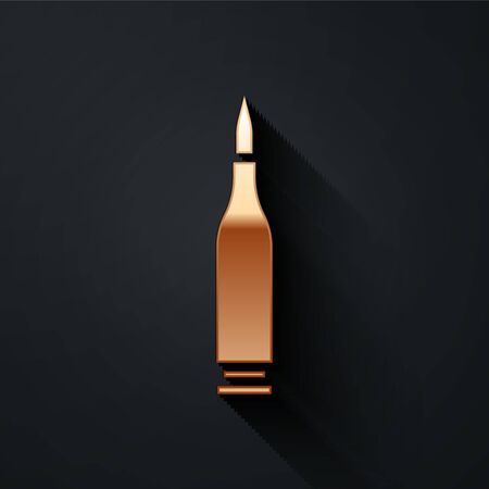Gold Bullet icon isolated on black background. Long shadow style. Vector Illustrationのイラスト素材