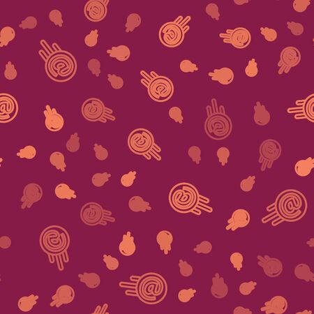 Brown line Mail and e-mail icon isolated seamless pattern on red background. Envelope symbol e-mail. Email message sign. Vector Illustrationのイラスト素材