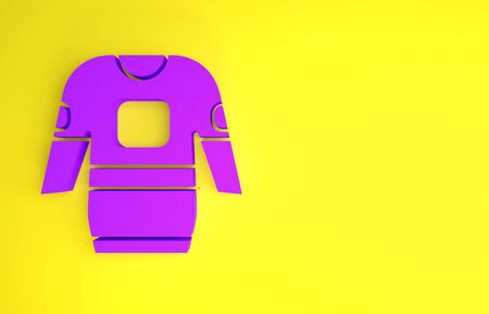 Purple Hockey jersey icon isolated on yellow background. Minimalism concept. 3d illustration 3D renderの写真素材