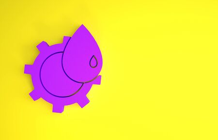 Purple Oil and gas industrial factory building icon isolated on yellow background. Minimalism concept. 3d illustration 3D renderの写真素材