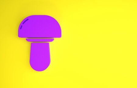 Purple Mushroom icon isolated on yellow background. Minimalism concept. 3d illustration 3D renderの写真素材