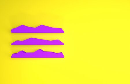 Purple Strips of cocaine or heroin drug icon isolated on yellow background. Minimalism concept. 3d illustration 3D renderの写真素材
