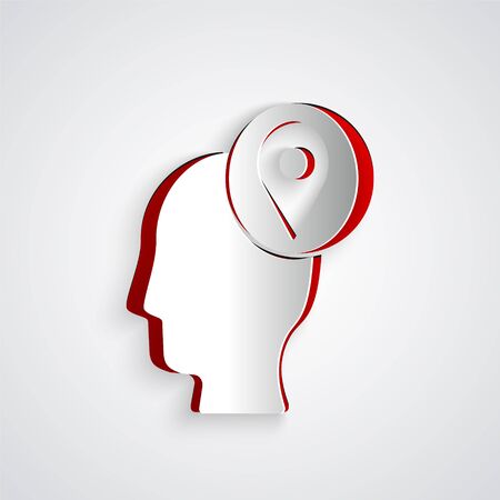 Paper cut Delivery man with cardboard boxes icon isolated on grey background. Door to door delivery by courier. Paper art style. Vector Illustrationのイラスト素材