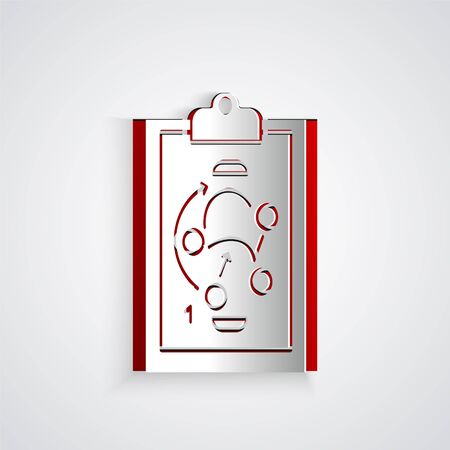 Paper cut Planning strategy concept icon isolated on grey background. Hockey cup formation and tactic. Paper art style. Vector Illustrationのイラスト素材