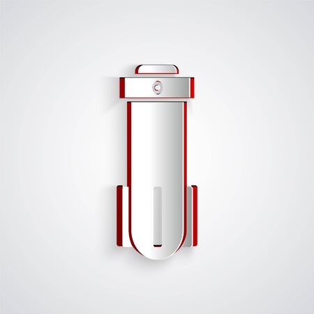 Paper cut Water filter icon isolated on grey background. System for filtration of water. Reverse osmosis system. Paper art style. Vector Illustrationのイラスト素材