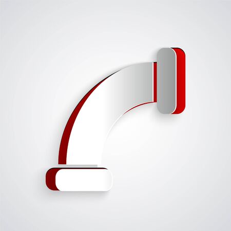 Paper cut Industry metallic pipe icon isolated on grey background. Plumbing pipeline parts of different shapes. Paper art style. Vector Illustrationのイラスト素材