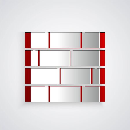 Paper cut Bricks icon isolated on grey background. Paper art style. Vector Illustrationのイラスト素材