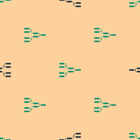 Green and black Results and standing tables scoreboard championship tournament bracket icon isolated seamless pattern on beige background. Vector Illustrationのイラスト素材