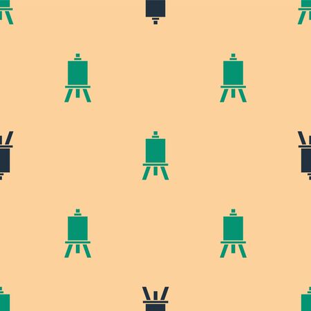 Green and black Wood easel or painting art boards icon isolated seamless pattern on beige background. Vector Illustrationのイラスト素材
