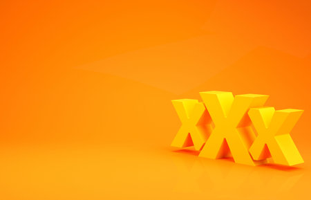 Yellow Sex shop icon isolated on orange background. Sex shop, online sex store, adult erotic...