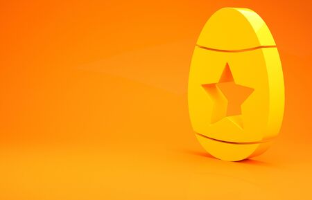 Yellow Easter egg icon isolated on orange background. Happy Easter. Minimalism concept. 3d illustration 3D renderの写真素材
