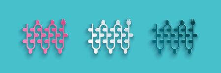 Paper cut Christmas lights icon isolated on blue background. Merry Christmas and Happy New Year. Paper art style. Vector Illustrationのイラスト素材