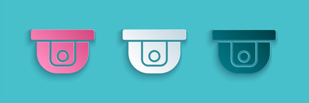 Paper cut Motion sensor icon isolated on blue background. Paper art style. Vector Illustration