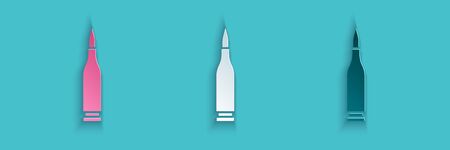 Paper cut Bullet icon isolated on blue background. Paper art style. Vector Illustrationのイラスト素材